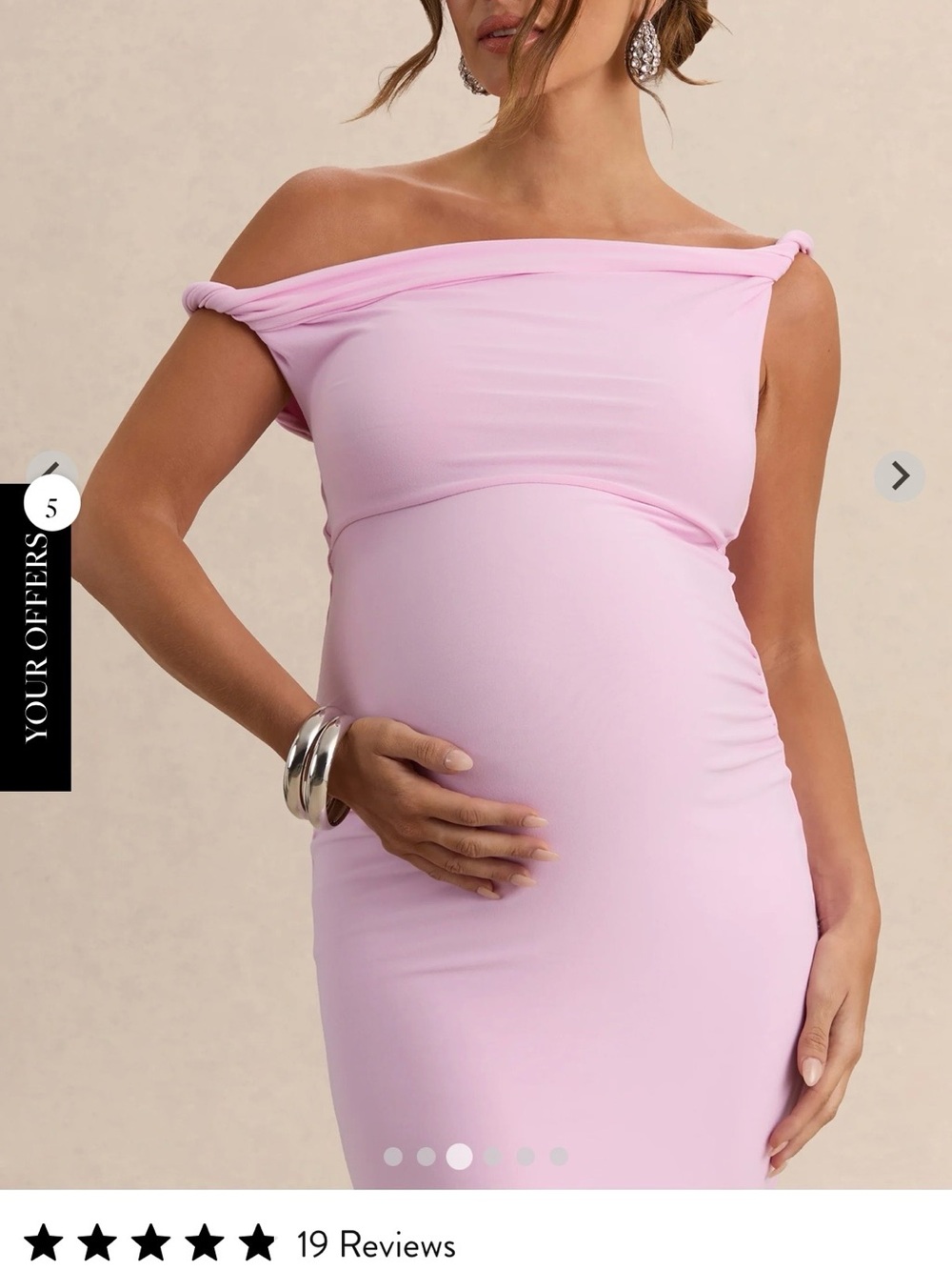 Club L London- LITA- Pink Twisted Asymmetric Maternity Maxi Dress - Picture 2 of 7